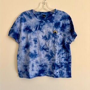 Wild Fable Blue Tie-Dye T-Shirt with Rainbow Patch M